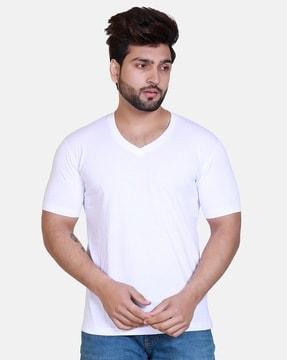 men regular fit v-neck t-shirt with short sleeves