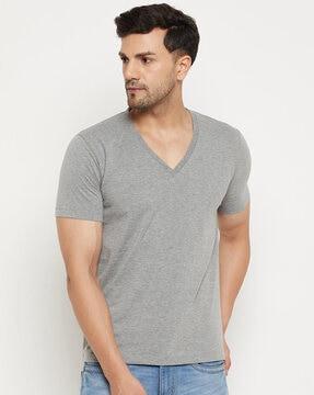 men regular fit v-neck t-shirt with short sleeves