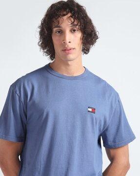 men regular fit washed badge t-shirt