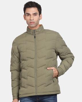 men regular fit zip-front bikers jacket