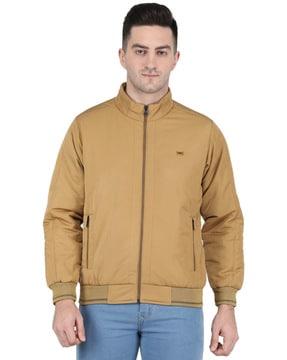 men regular fit zip-front bomber jacket