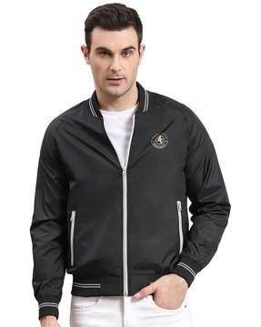 men regular fit zip-front bomber jacket