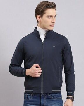 men regular fit zip-front bomber jacket