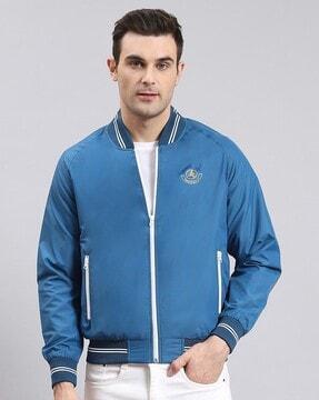 men regular fit zip-front bomber jacket