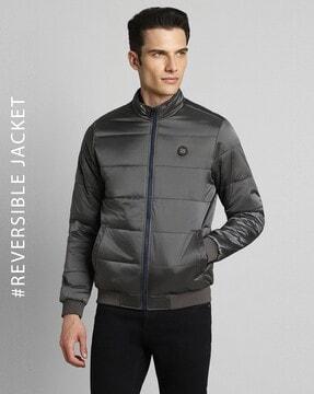 men regular fit zip-front bomber jacket