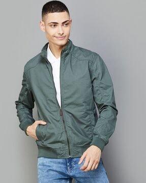 men regular fit zip-front bomber jacket