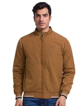 men regular fit zip-front bomber jacket