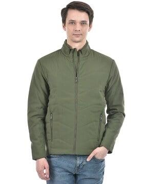 men regular fit zip-front bomber jacket