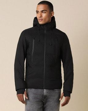 men regular fit zip-front hooded jacket