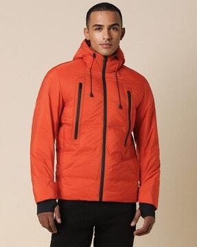 men regular fit zip-front hooded jacket