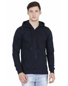 men regular fit zip-front hoodie