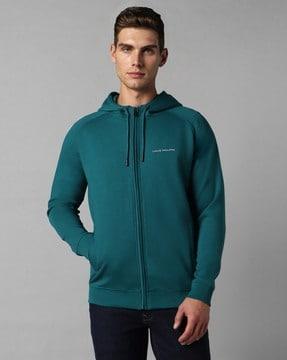 men regular fit zip-front hoodie