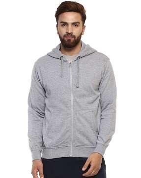 men regular fit zip-front hoodie