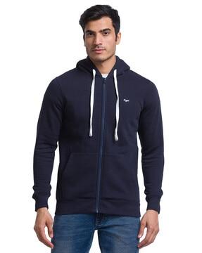 men regular fit zip-front hoodie