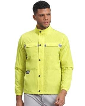 men regular fit zip-front jacket with flap pockets