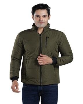 men regular fit zip-front jacket with insert pockets