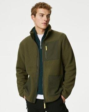 men regular fit zip-front jacket