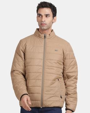 men regular fit zip-front puffer jacket