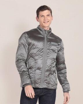 men regular fit zip-front puffer jacket