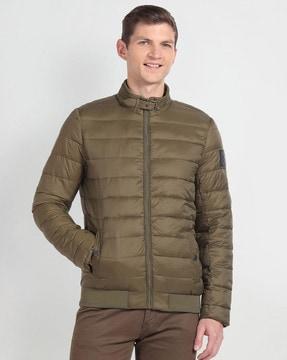 men regular fit zip-front puffer jacket