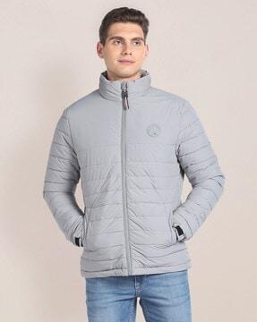 men regular fit zip-front puffer jacket