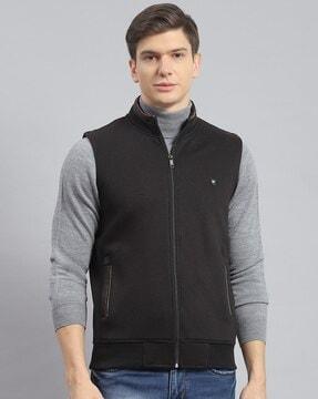 men regular fit zip-front sleeveless jacket