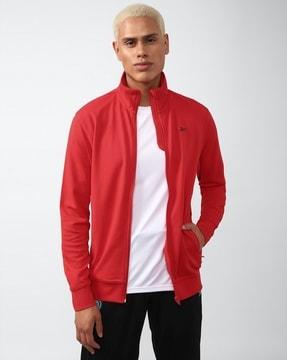 men regular fit zip-front track jacket