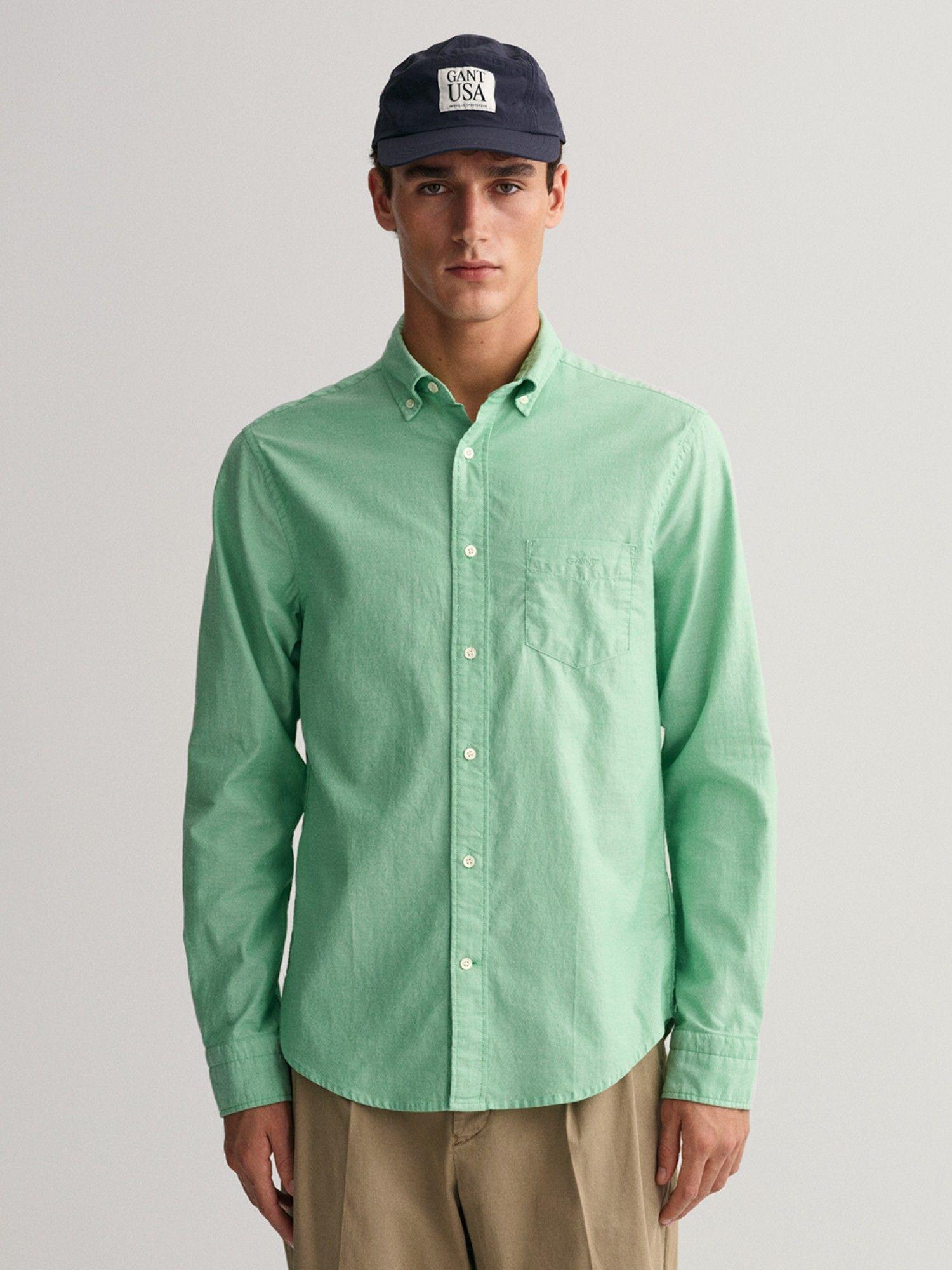 men regular green oxford shirt