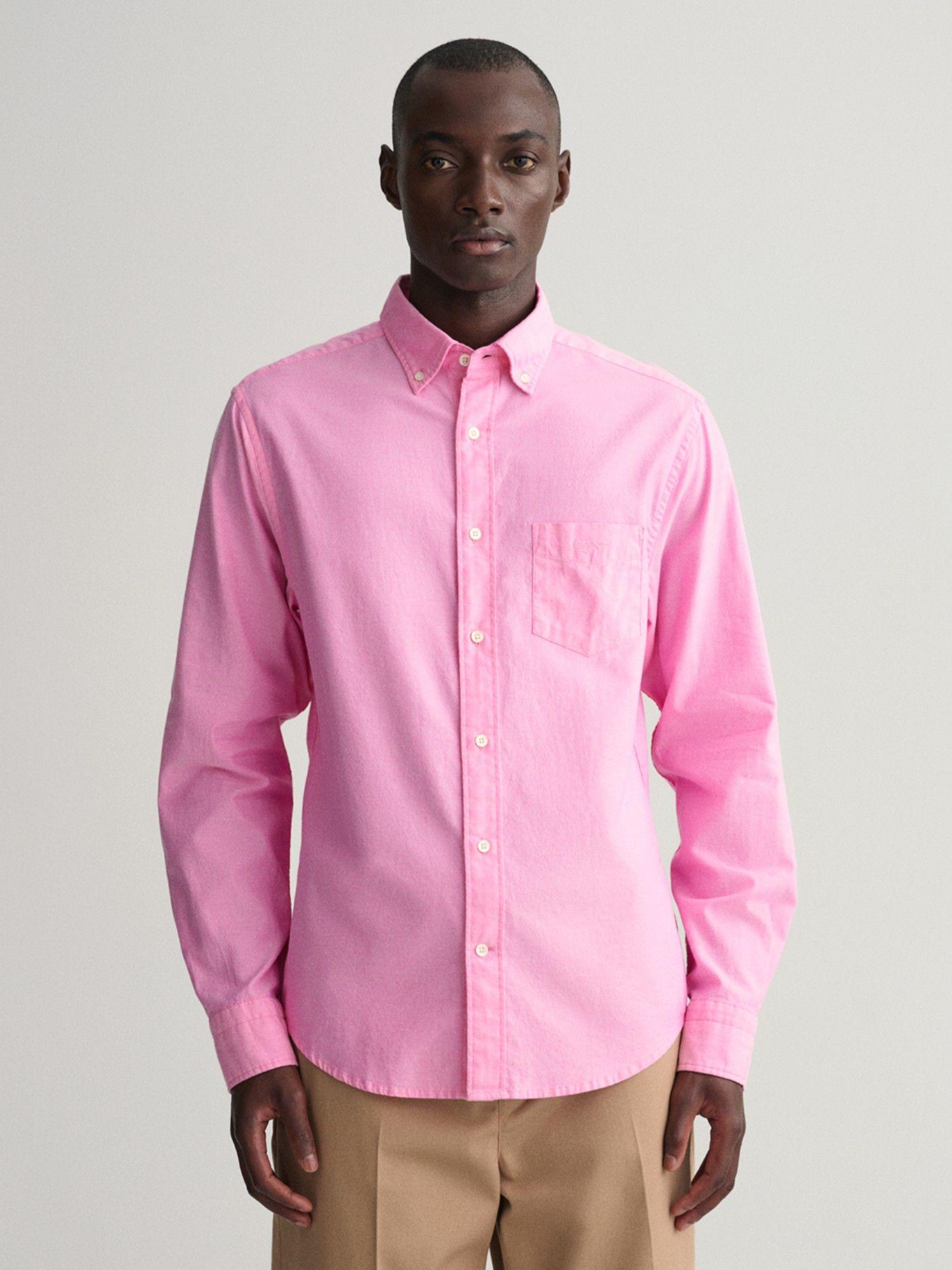 men regular pink oxford shirt