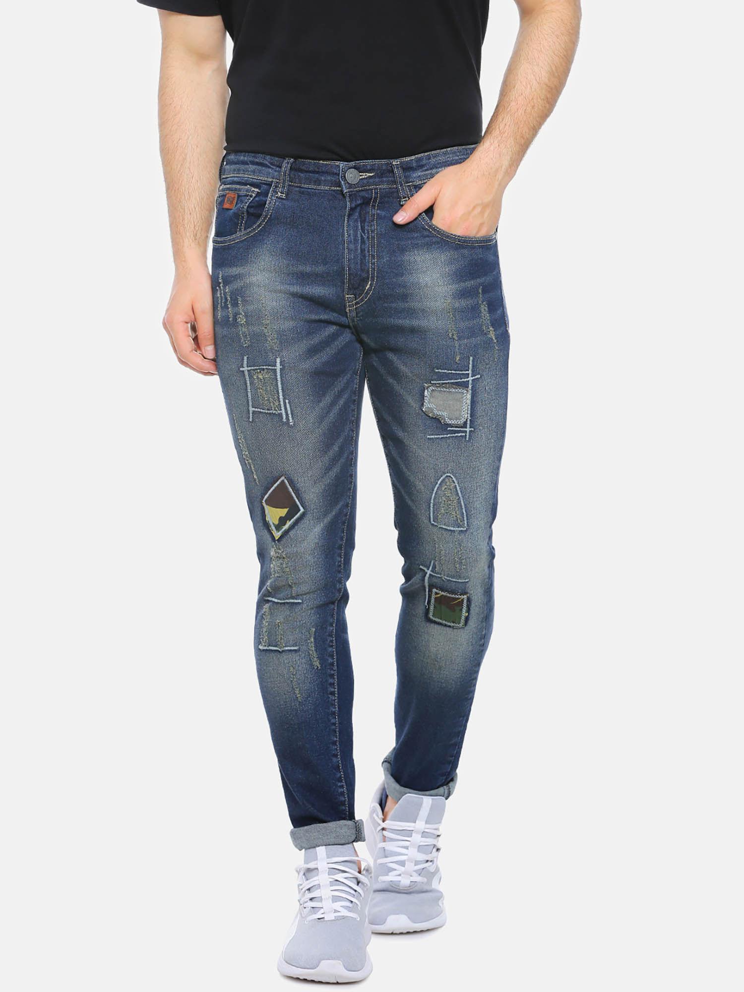 men regular stylish blue jeans
