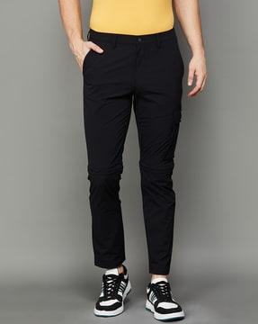 men relax fit flat-front trousers with insert pockets