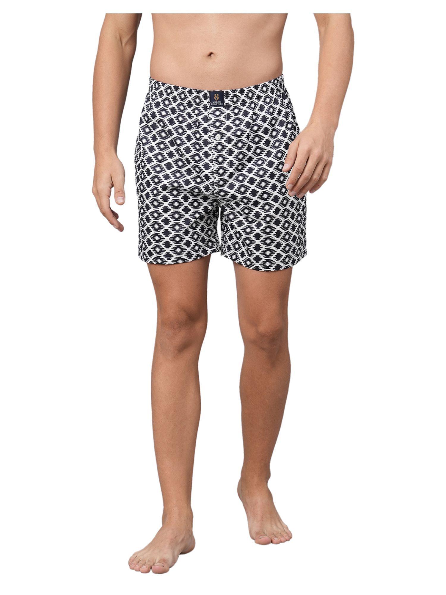 men relaxed black printed boxer shorts