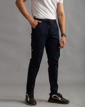 men relaxed fit cargo joggers with elasticated  waist