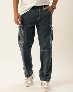 men relaxed fit cargo pants with insert pockets