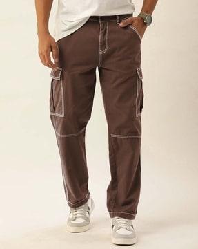 men relaxed fit cargo pants with insert pockets