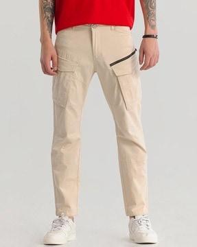 men relaxed fit cargo pants with insert pockets