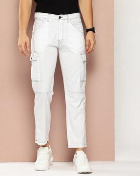 men relaxed fit cargo pants with insert pockets