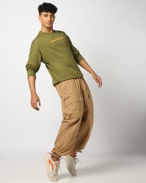 men relaxed fit cargo parachute pants