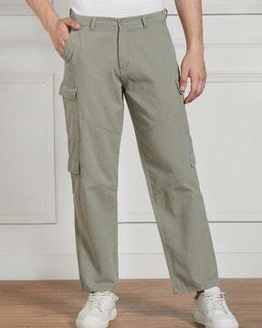 men relaxed fit cargo trousers with insert pockets
