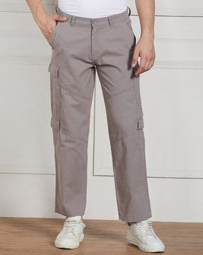 men relaxed fit cargo trousers with insert pockets