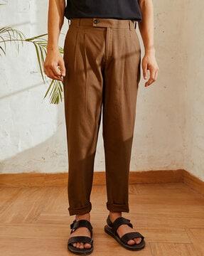 men relaxed fit double-pleated chinos