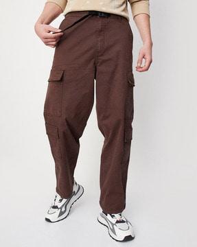 men relaxed fit flat-front cargo pants