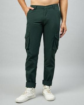 men relaxed fit flat-front cargo pants