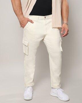 men relaxed fit flat-front cargo trousers