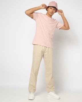 men relaxed fit flat-front carpenter pants