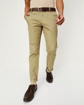 men relaxed fit flat-front chinos