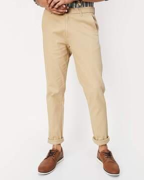 men relaxed fit flat-front chinos