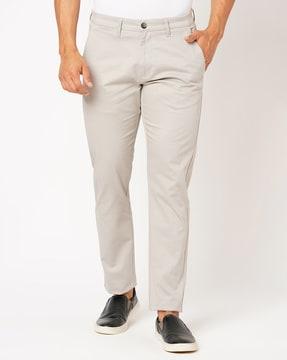 men relaxed fit flat-front chinos