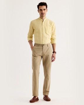 men relaxed fit flat-front chinos