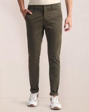 men relaxed fit flat-front chinos